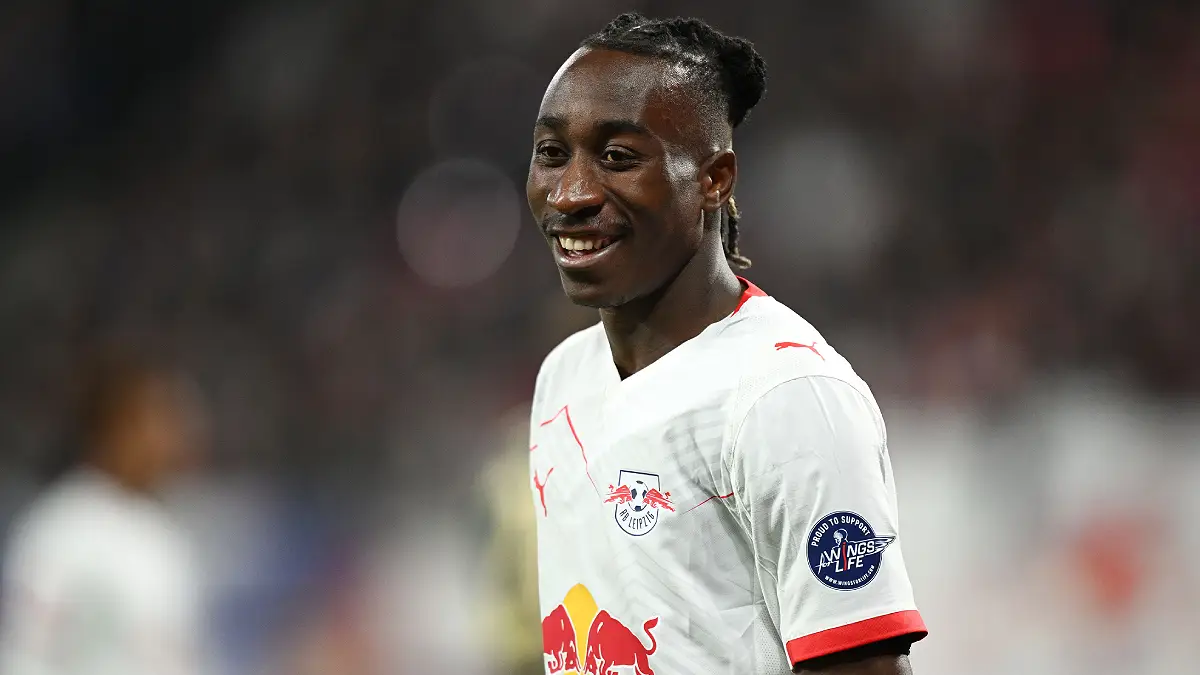 LEIPZIG, GERMANY - APRIL 24: Yan Diomande of RB Leipzig in action during the Bundesliga match between RB Leipzig and 1. FC Union Berlin at Red Bull Arena on April 24, 2026 in Leipzig, Germany. (Photo by Stuart Franklin/Getty Images)