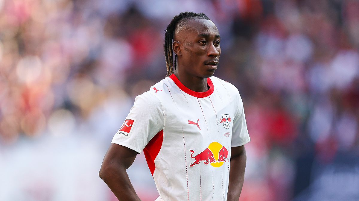 LEIPZIG, GERMANY - MAY 09: Yan Diomande of RB Leipzig looks on during the Bundesliga match between RB Leipzig and FC St. Pauli at Red Bull Arena on May 09, 2026 in Leipzig, Germany. (Photo by Maja Hitij/Getty Images)