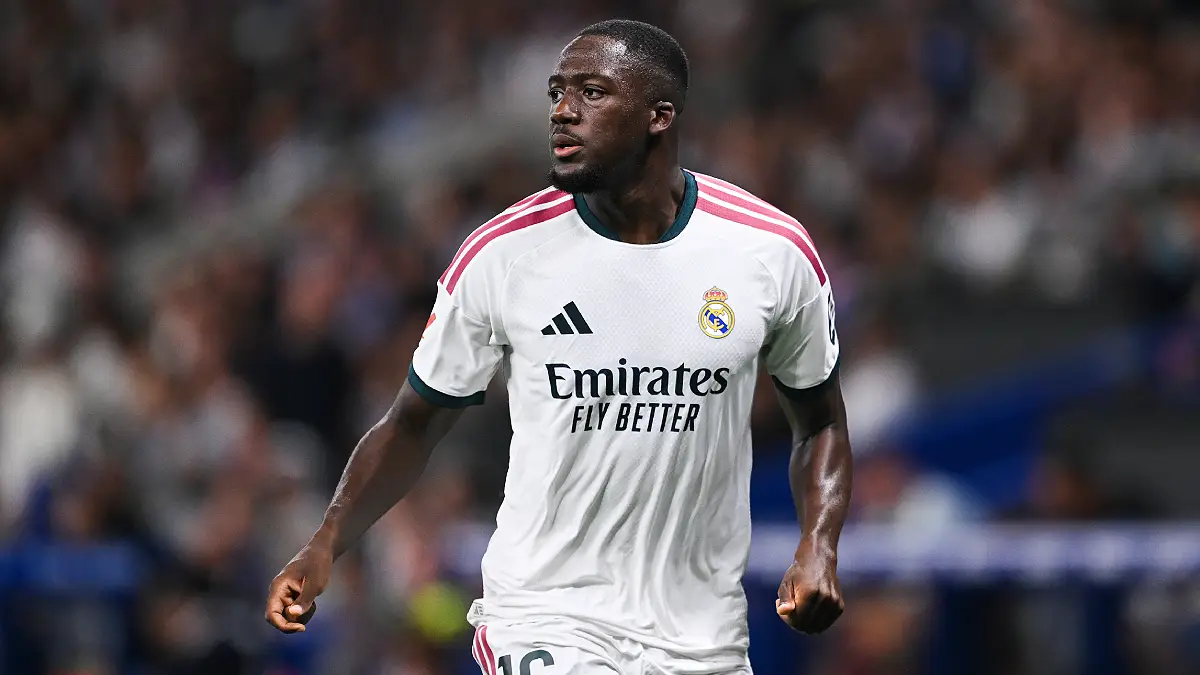 BARCELONA, SPAIN - AUGUST 22: Ibrahima Konate of Real Madrid looks on during the LaLiga EA Sports 2026/27 match between RCD Espanyol de Barcelona and Real Madrid at RCDE Stadium on August 22, 2026 in Barcelona, Spain. (Photo by David Ramos/Getty Images)