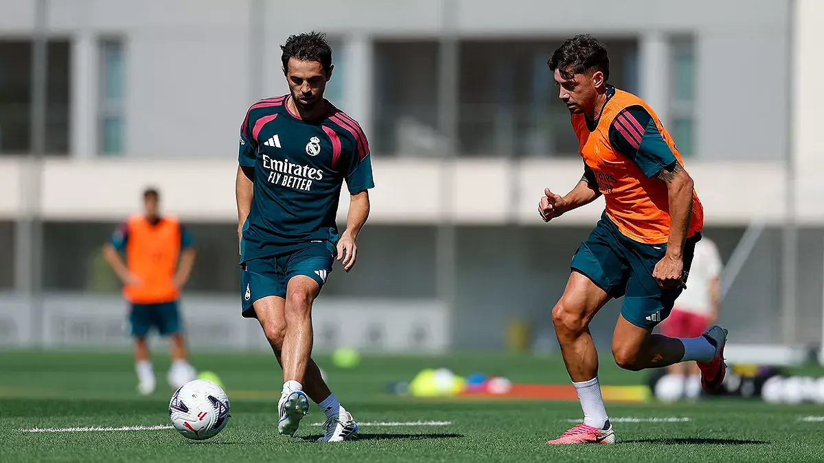 Bernardo Silva lors de son premier entraînement au Real Madrid (realmadrid.com)