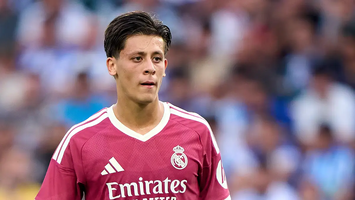 A CORUNA, SPAIN - AUGUST 12: Arda Guler of Real Madrid CF looks on during the Trofeo Teresa Herrera match between RC Deportivo A Coruna and Real Madrid at Riazor Stadium on August 12, 2026 in A Coruna, Spain. (Photo by Jose Manuel Alvarez Rey/Getty Images)