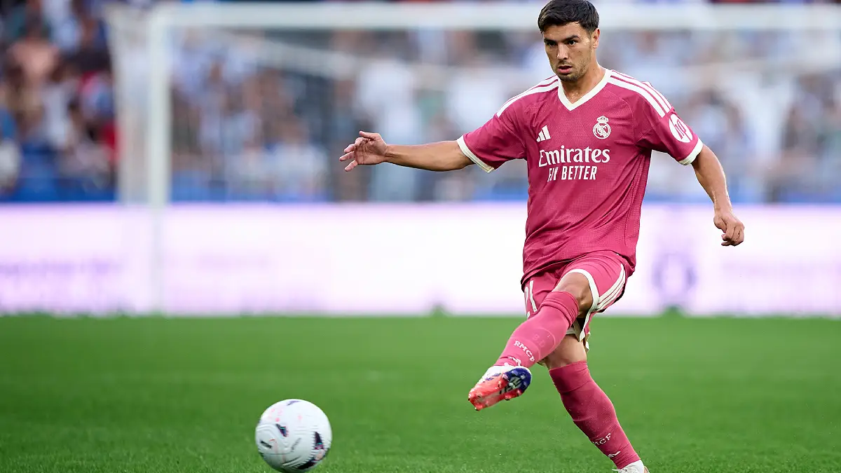 A CORUNA, SPAIN - AUGUST 12: Brahim Diaz of Real Madrid CF in action during the Trofeo Teresa Herrera match between RC Deportivo A Coruna and Real Madrid at Riazor Stadium on August 12, 2026 in A Coruna, Spain. (Photo by Jose Manuel Alvarez Rey/Getty Images)
