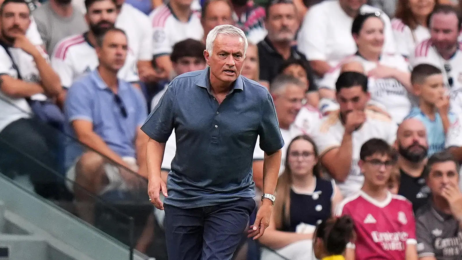MADRID, SPAIN - AUGUST 30: Jose Mourinho, Head Coach of Real Madrid looks on during the LaLiga EA Sports 2026/27 match between Real Madrid and Malaga CF at Estadio Santiago Bernabeu on August 30, 2026 in Madrid, Spain. (Photo by Angel Martinez/Getty Images)