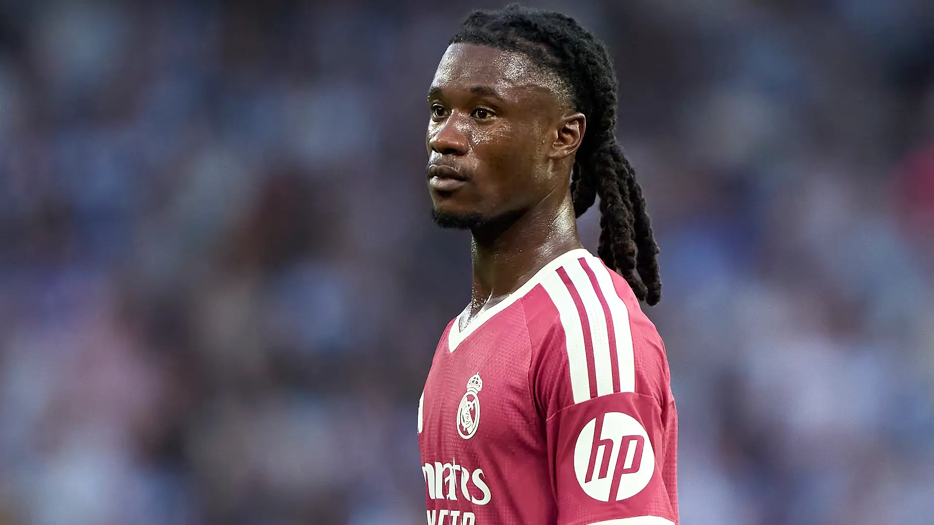 A CORUNA, SPAIN - AUGUST 12: Eduardo Camavinga of Real Madrid CF looks on during the Trofeo Teresa Herrera match between RC Deportivo A Coruna and Real Madrid at Riazor Stadium on August 12, 2026 in A Coruna, Spain. (Photo by Jose Manuel Alvarez Rey/Getty Images)