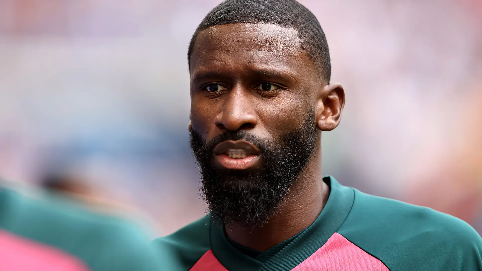 GELSENKIRCHEN, GERMANY - AUGUST 16: Antnio Rüdiger of Real Madrid is seen prior to the Pre-Season Friendly match between FC Schalke 04 and Real Madrid at Veltins Arena on August 16, 2026 in Gelsenkirchen, Germany. (Photo by Christof Koepsel/Getty Images)