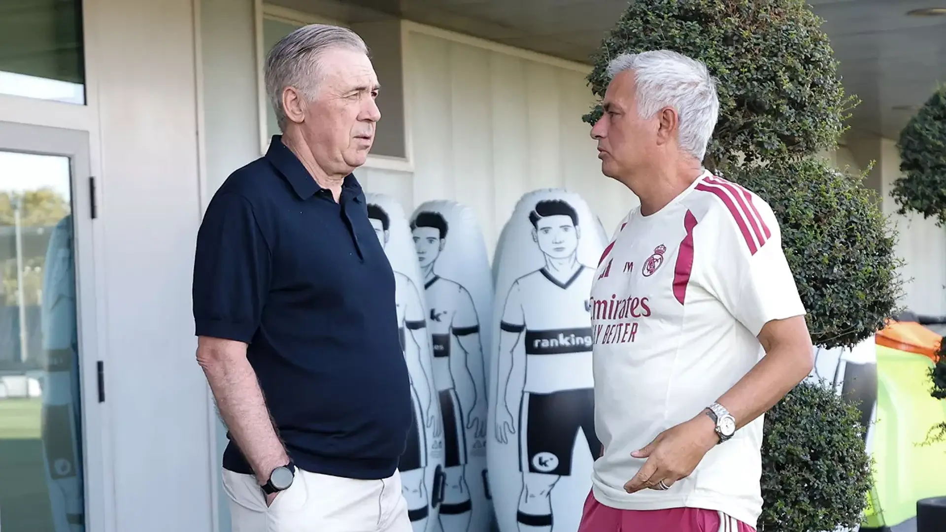 Carlo Ancelotti et José Mourinho à la Ciudad Real Madrid. (realmadrid.com)