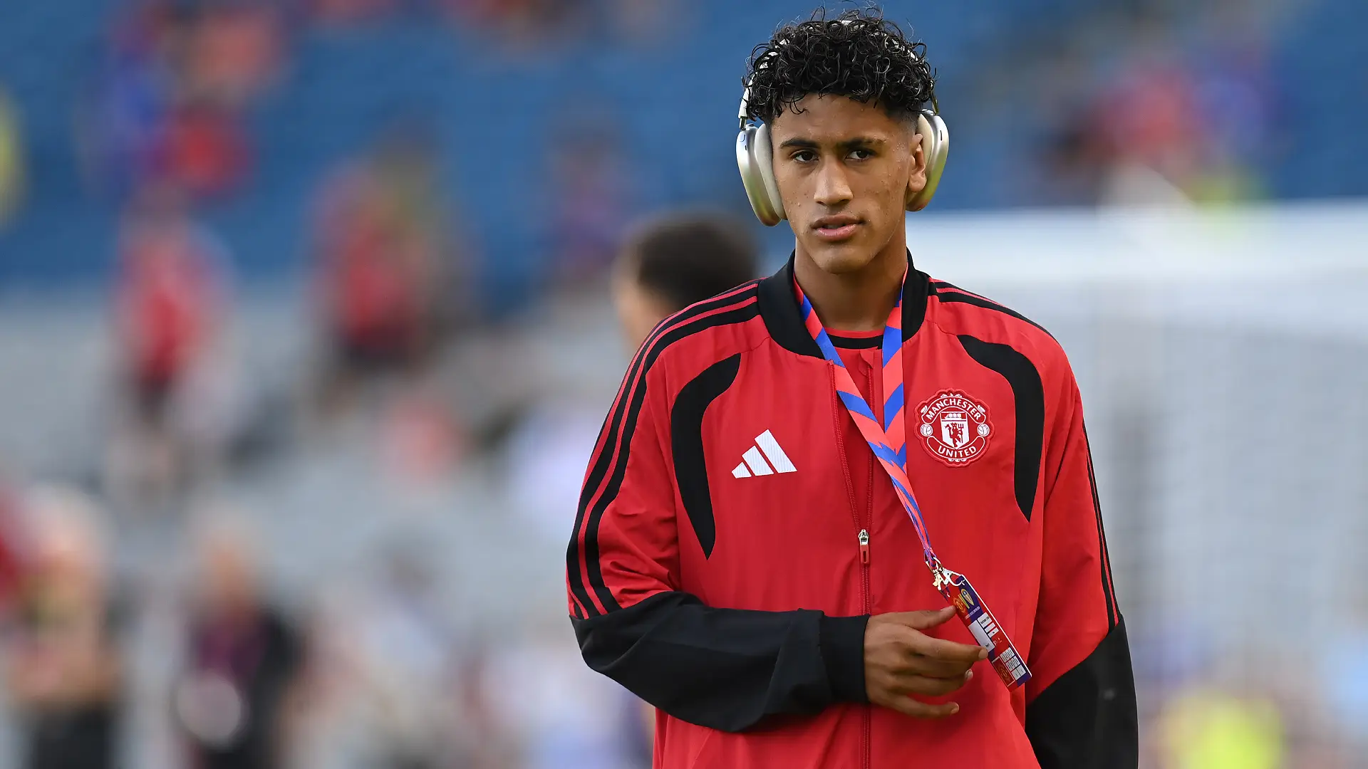 DUBLIN, IRELAND - AUGUST 12: Joseph Junior Andreou Gabriel of Manchester United is pictured before the pre-season friendly match between Leeds United and Manchester United at Croke Park on August 12, 2026 in Dublin, Ireland. (Photo by Charles McQuillan/Getty Images)