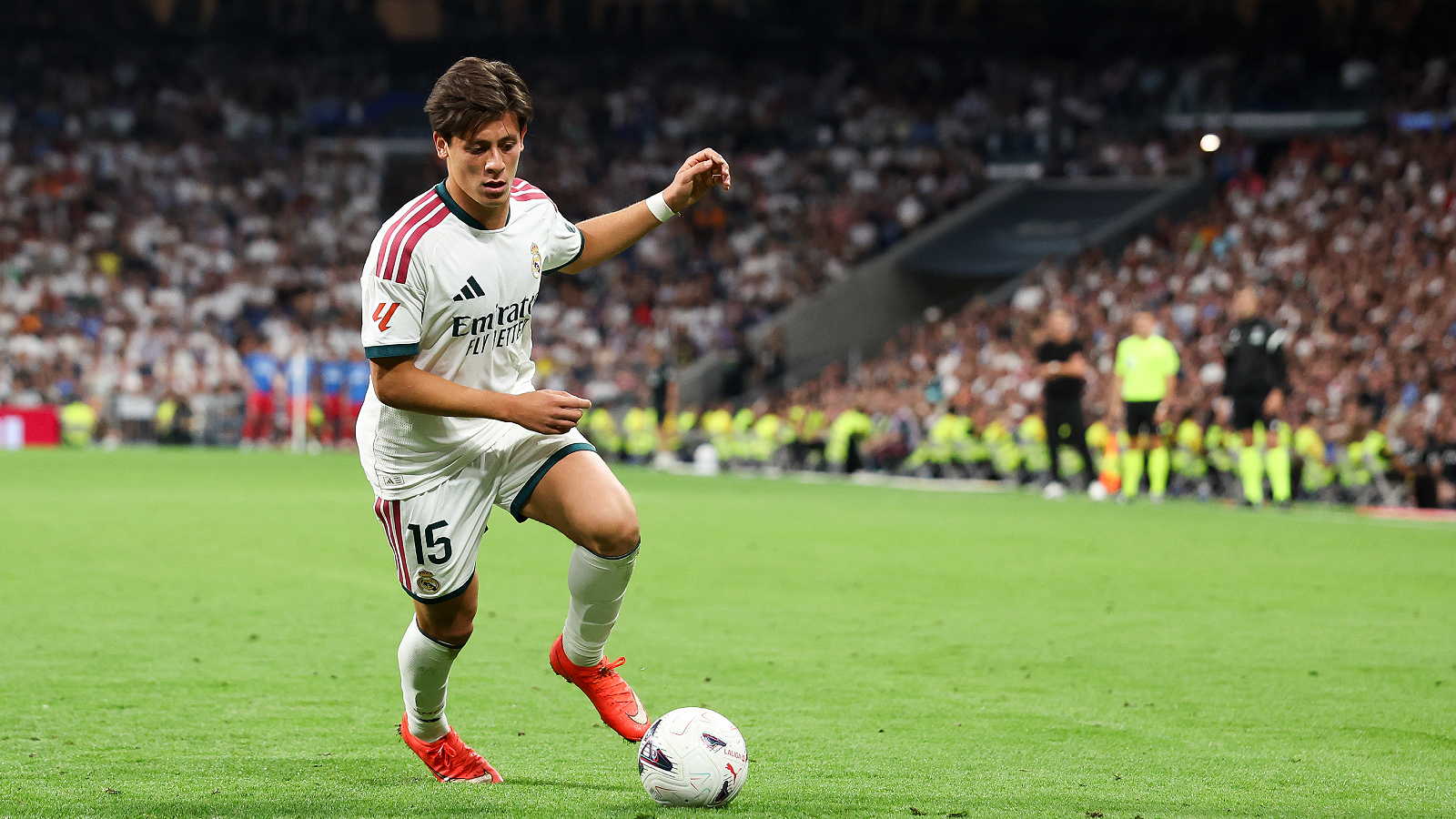 MADRID, SPAIN - SEPTEMBER 12: Arda Guler of Real Madridin action during the LaLiga EA Sports 2026/27 match between Real Madrid and Rayo Vallecano de Madrid at Estadio Santiago Bernabeu on September 12, 2026 in Madrid, Spain. (Photo by Florencia Tan Jun/Getty Images)