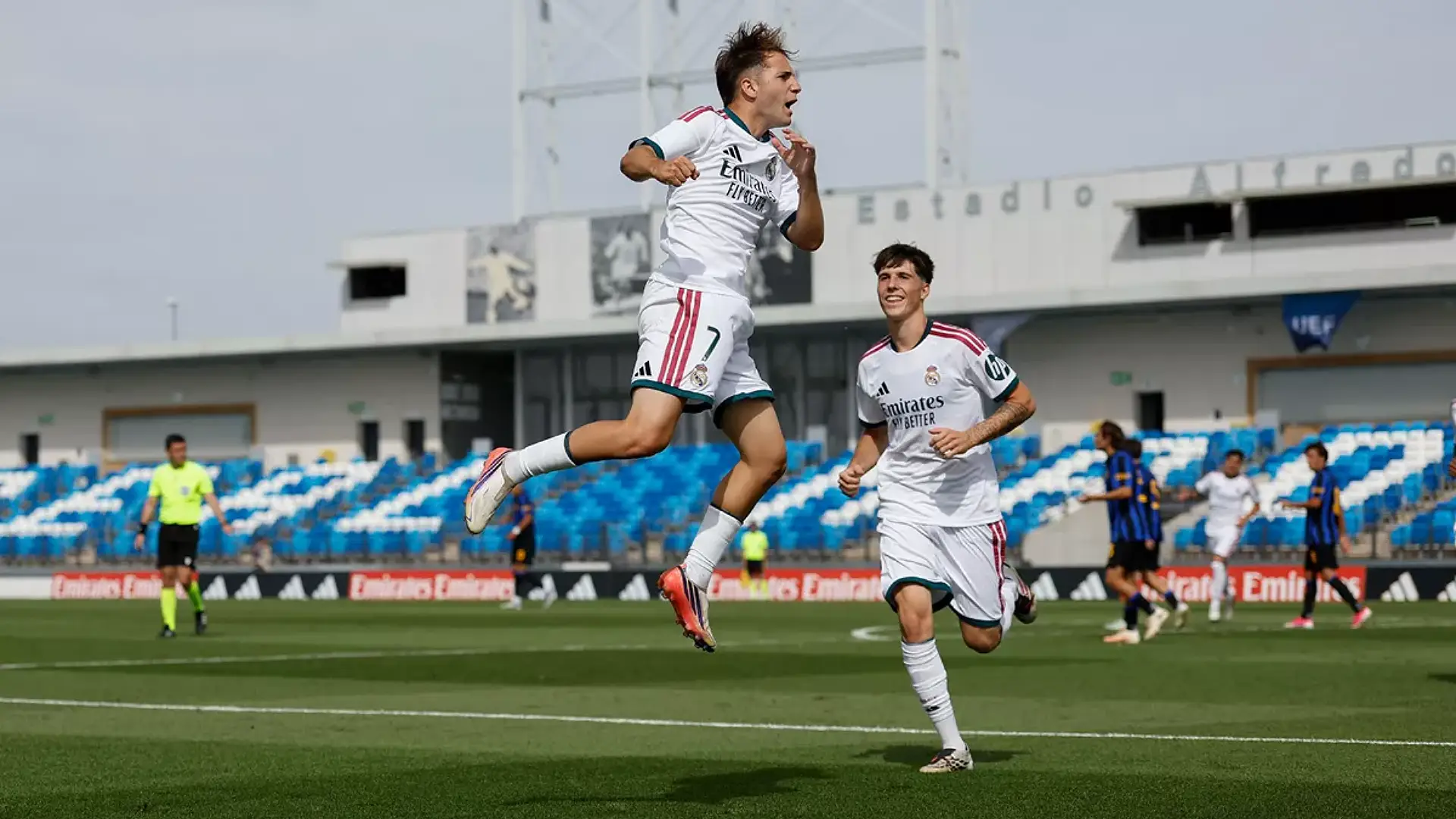 Daniel Yáñez célébrant face à l'Inter Milan U19 en Youth League. (realmadrid.com)