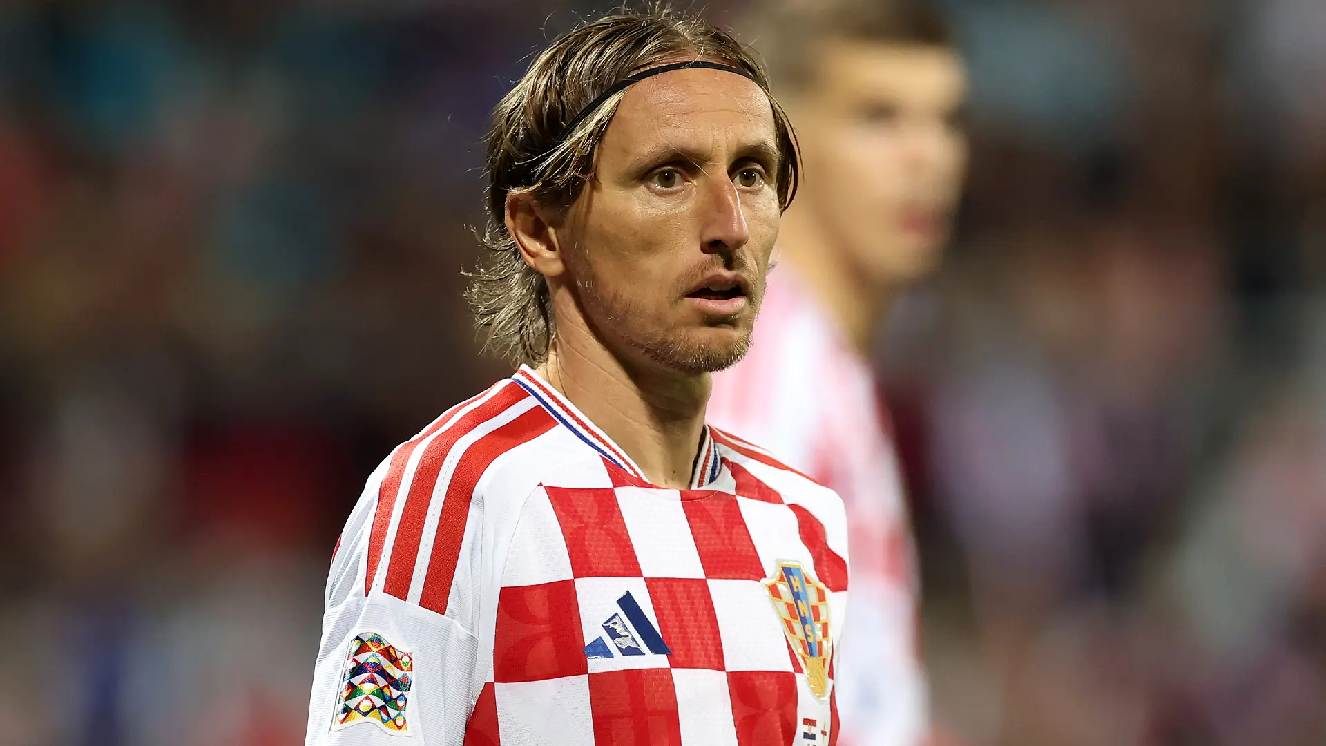 RIJEKA, CROATIA - OCTOBER 03: Luka Modric of Croatia looks on during the UEFA Nations League 2026/27 group phase match between Croatia and England at Stadion HNK Rijeka on October 03, 2026 in Rijeka, Croatia. (Photo by Carl Recine/Getty Images)