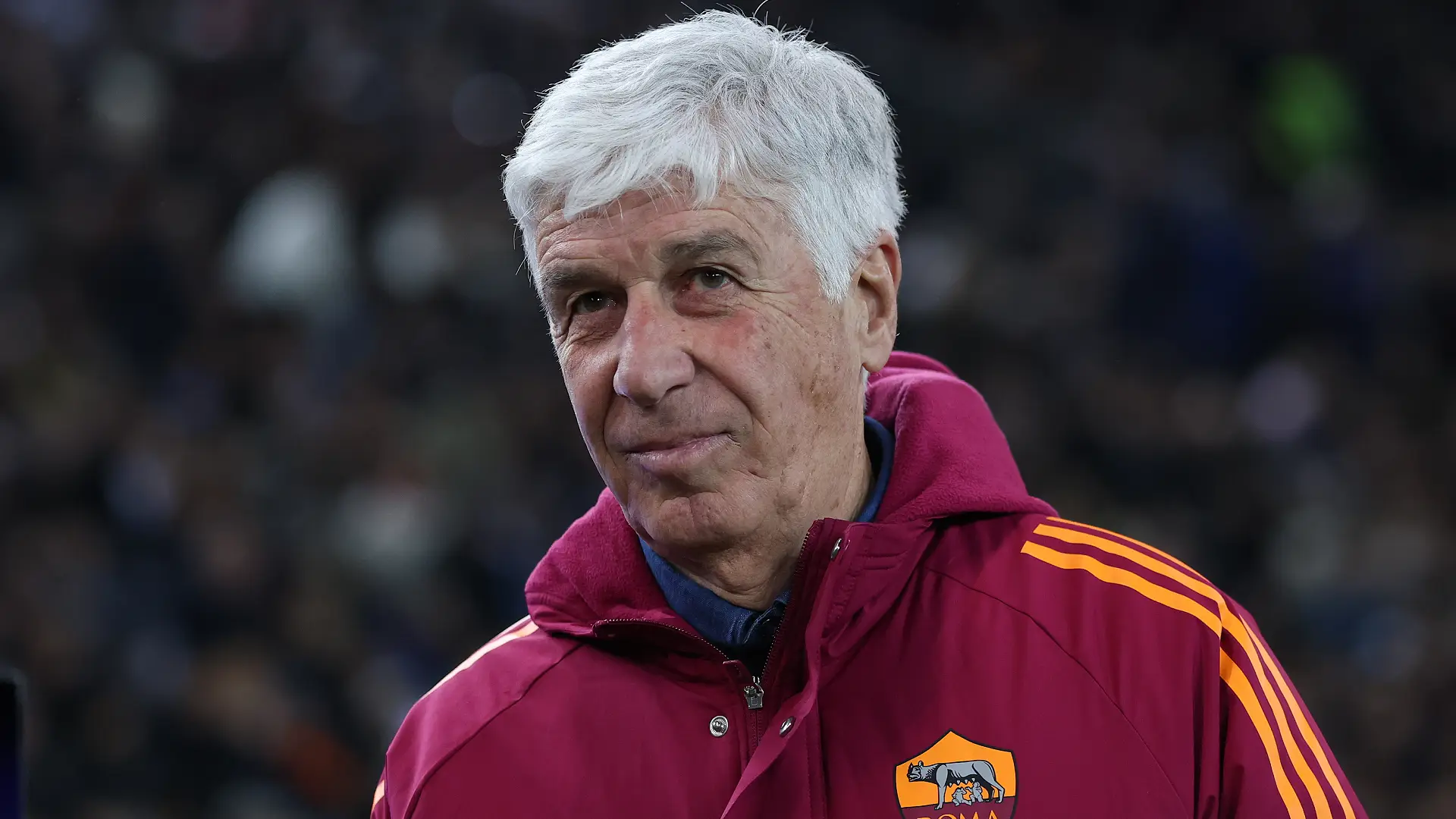 UDINE, ITALY - FEBRUARY 02: Gian Piero Gasperini, manager of AS Roma, looks on before kick off at the Serie A match between Udinese Calcio and AS Roma at Stadio Friuli on February 02, 2026 in Udine, Italy. (Photo by Timothy Rogers/Getty Images)