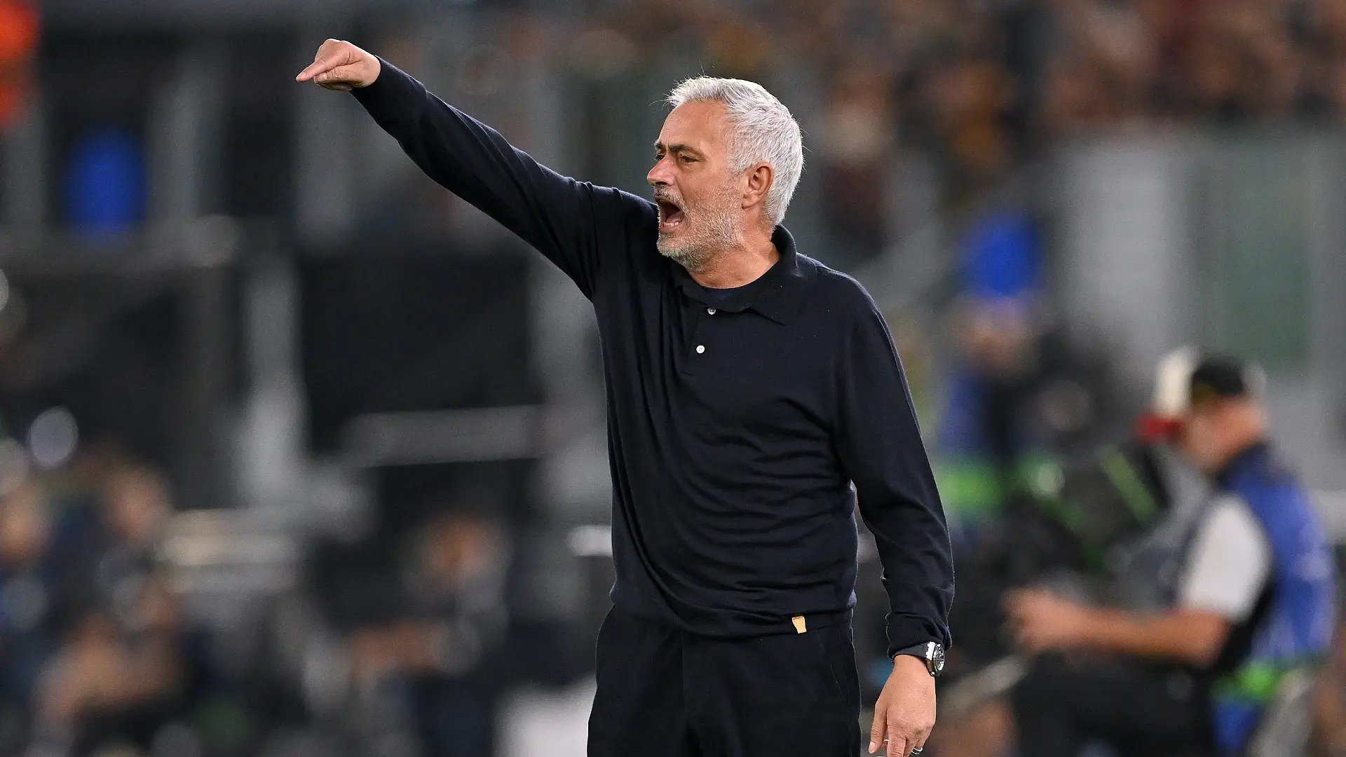 ROME, ITALY - OCTOBER 14: Jose Mourinho, Head Coach of Real Madrid, reacts during the UEFA Champions League 2026/27 League Phase MD2 match between AS Roma and Real Madrid C.F. at Stadio Olimpico on October 14, 2026 in Rome, Italy. (Photo by Tullio M. Puglia/Getty Images)