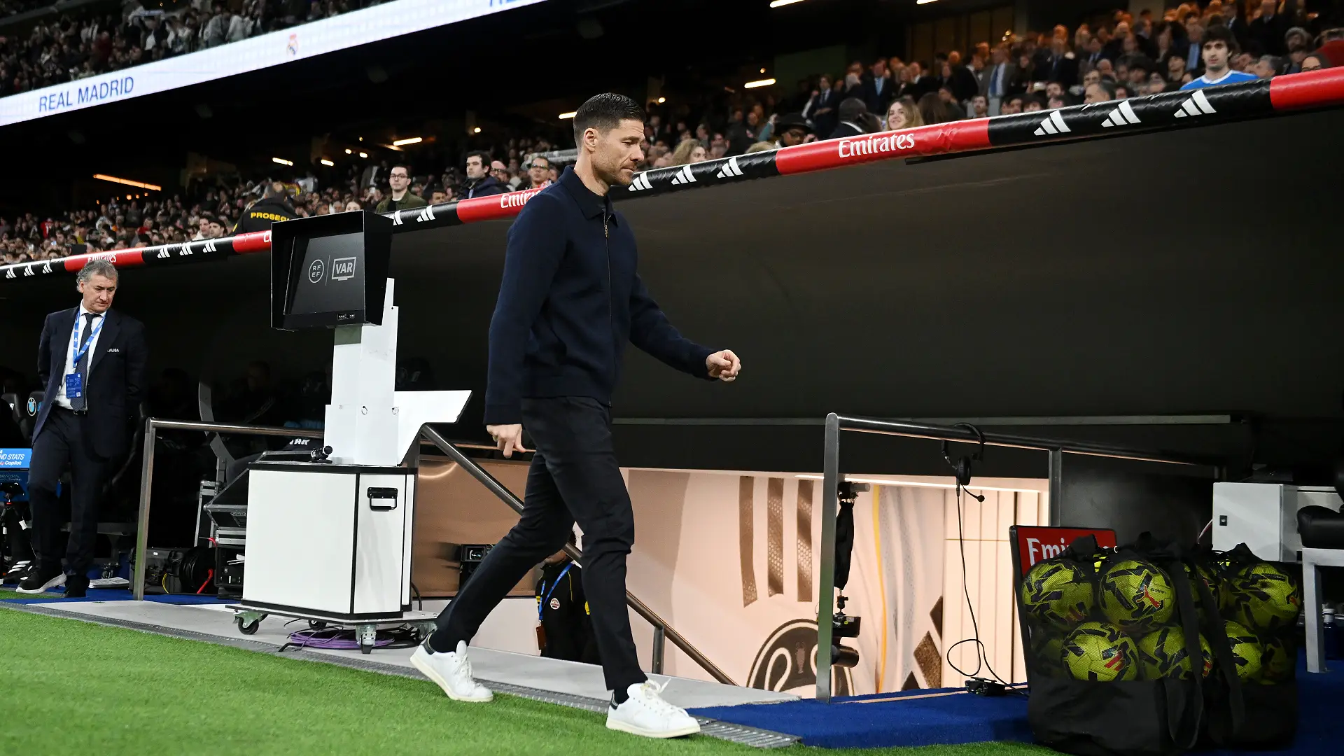 MADRID, SPAIN - DECEMBER 20: Xabi Alonso, Head Coach of Real Madrid, prior to the LaLiga EA Sports match between Real Madrid CF and Sevilla FC at Estadio Santiago Bernabeu on December 20, 2025 in Madrid, Spain. (Photo by Denis Doyle/Getty Images)