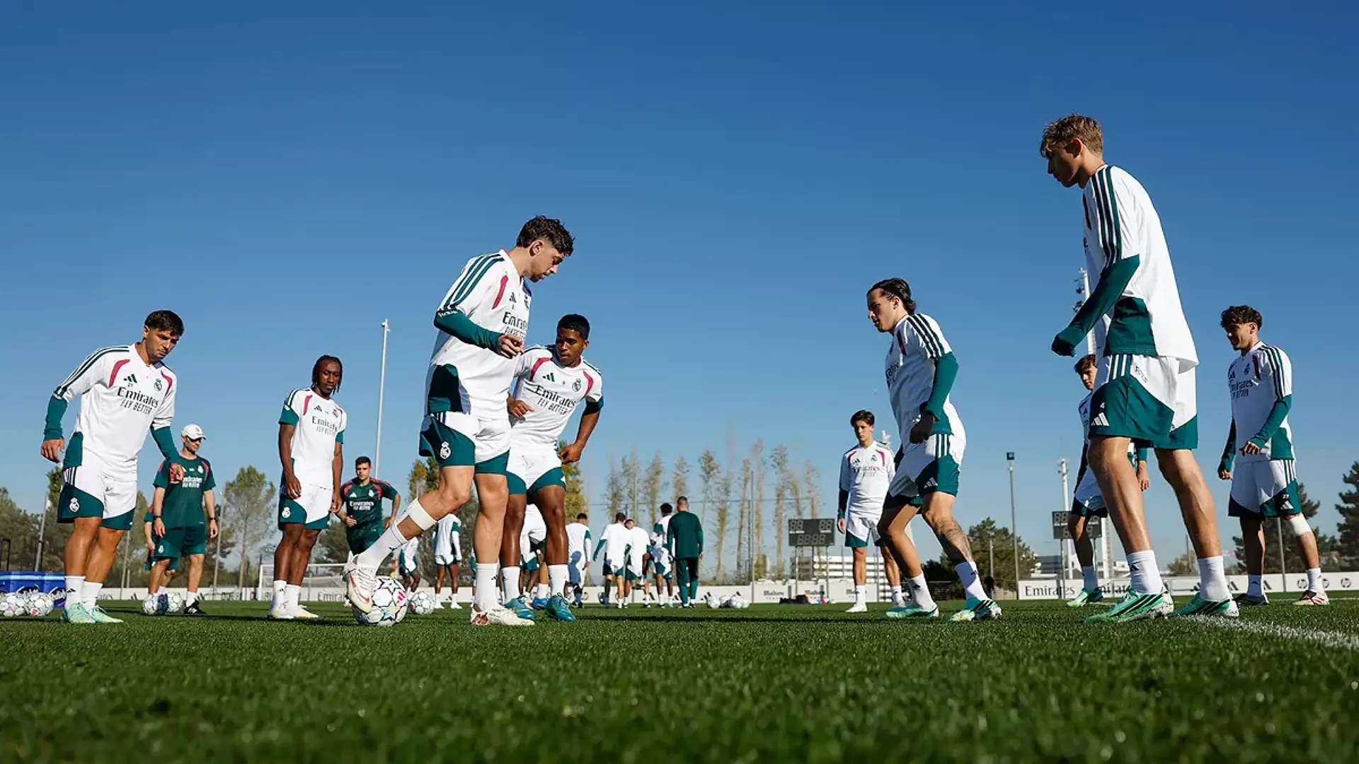 Les hommes de José Mourinho lors du dernier entraînement avant le match contre l'AS Roma, à Valdebebas.